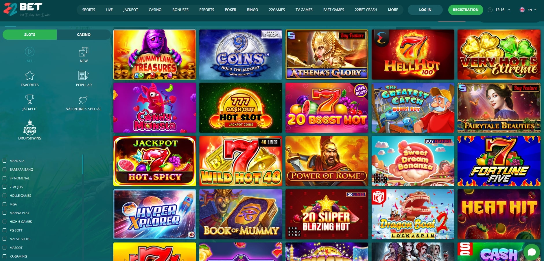 22bet Casino Games