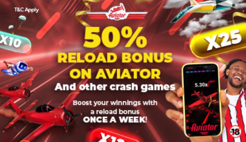 50% Bonus de reîncărcare la Crash Games